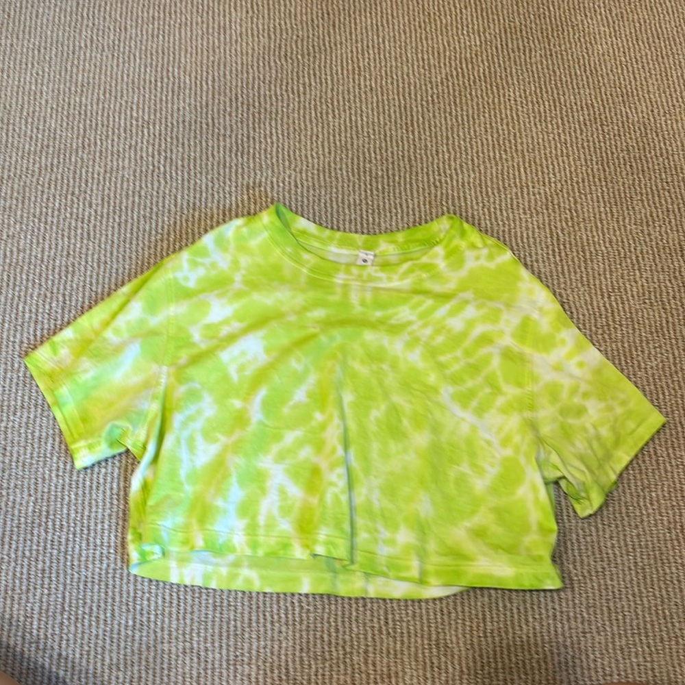 Lululemon All Yours Cropped Tee Size 2 Tie Dye Marmoleado Tie Dye